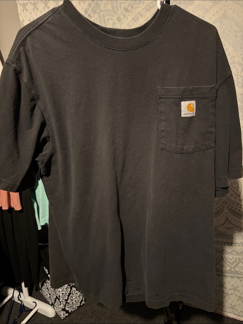 Carhartt Men's Black Short-Sleeve Pocket Tee with Logo Patch